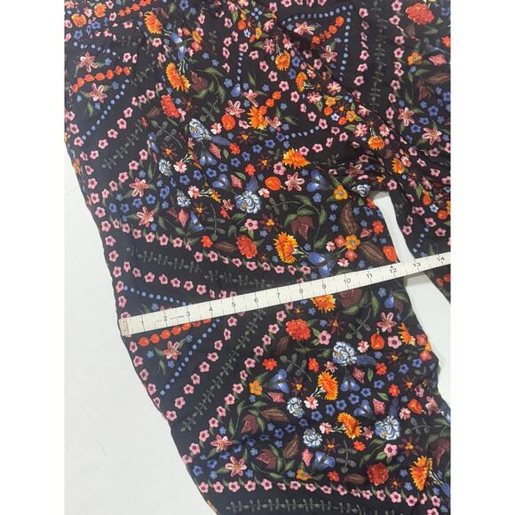 NEW Olivaceous Black Floral Thin Wide Leg Pants Women Small Boho Festival Hippie - Picture 11 of 16